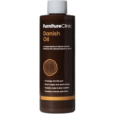 Furniture Clinic Aceite danés para madera – Aceite de acabado prémium para realzar la belleza natural del roble, el pino y las encimeras de madera – Sella y protege dando un acabado satinado – 250 ml Furniture Clinic Aceite danés para madera – Aceite de acabado prémium para realzar la belleza natural del roble, el pino y las encimeras de madera – Sella y protege dando un acabado satinado – 250 ml