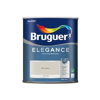 Bruguer ELEGANCE Pintura Monocapa ExtraMate, Paredes y Techos, Interior, Exterior protegido, Alta Durabilidad, UltraLavable, Resistente al Desgaste y Manchas Blanco Niebla 750 ml Bruguer ELEGANCE Pintura Monocapa ExtraMate, Paredes y Techos, Interior, Exterior protegido, Alta Durabilidad, UltraLavable, Resistente al Desgaste y Manchas Blanco Niebla 750 ml