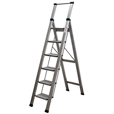 HOMELUX Escalera Domestica Plana, Aluminio, 6 Peldaños HOMELUX Escalera Domestica Plana, Aluminio, 6 Peldaños