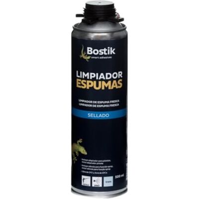 Bostik LIMPIADOR ESPUMAS Transparente, Disolvente en Aerosol para la Limpieza de Restos de Poliespuma, Elimina Restos de Espuma, con Adaptador para la Limpieza de Pistolas Aplicadoras, Bote 500 ml Bostik LIMPIADOR ESPUMAS Transparente, Disolvente en Aerosol para la Limpieza de Restos de Poliespuma, Elimina Restos de Espuma, con Adaptador para la Limpieza de Pistolas Aplicadoras, Bote 500 ml