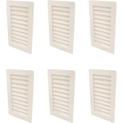 Amig Pack de 6 Rejillas Rectangulares de Plástico con Mosquitera Rejillas de ventilación para salida de aire Ideal para techo de cocina y baño Medidas: 200 x 140 mm Color: Blanco Amig Pack de 6 Rejillas Rectangulares de Plástico con Mosquitera Rejillas de ventilación para salida de aire Ideal para techo de cocina y baño Medidas: 200 x 140 mm Color: Blanco