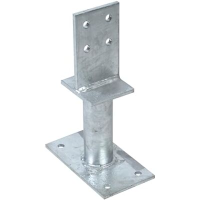 Alberts Soporte para postes en T, para hormigón, galvanizado en caliente, tamaño del puente 130 x 80 mm, anclaje de hormigón de 150 mm Alberts Soporte para postes en T, para hormigón, galvanizado en caliente, tamaño del puente 130 x 80 mm, anclaje de hormigón de 150 mm