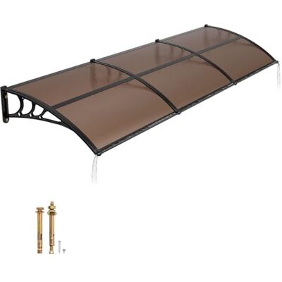 VEVOR Toldo para Puerta de Entrada Marquesina para Puerta Exterior de Policarbonato Toldo para Ventana Soporte de ABS Resistente UPF 50+ Protección contra Rayos UV (Marrón, 965 x 2975 x 275 mm) VEVOR Toldo para Puerta de Entrada Marquesina para Puerta Exterior de Policarbonato Toldo para Ventana Soporte de ABS Resistente UPF 50+ Protección contra Rayos UV (Marrón, 965 x 2975 x 275 mm)