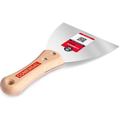 COMENSAL ® Espátula de Acero Inoxidable para Pladur Forma Ergonómica Mango de Madera Bricolaje Made in EU 120 mm COMENSAL ® Espátula de Acero Inoxidable para Pladur Forma Ergonómica Mango de Madera Bricolaje Made in EU 120 mm