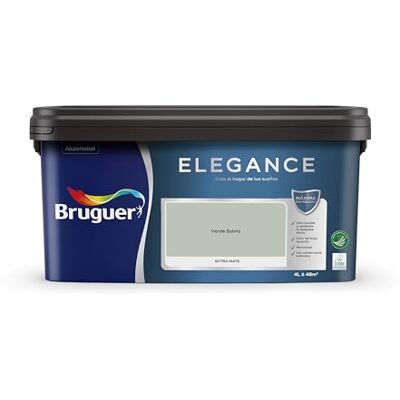 Bruguer ELEGANCE Pintura Monocapa ExtraMate, Paredes y Techos, Interior, Exterior protegido, Alta Durabilidad, UltraLavable, Resistente al Desgaste y Manchas Verde Salvia 4L Bruguer ELEGANCE Pintura Monocapa ExtraMate, Paredes y Techos, Interior, Exterior protegido, Alta Durabilidad, UltraLavable, Resistente al Desgaste y Manchas Verde Salvia 4L