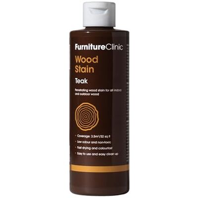 Furniture Clinic Tinte para madera (teca) – Tinte de secado rápido, muy concentrado, fácil de aplicar para maderas de interior y exterior – 250 ml Furniture Clinic Tinte para madera (teca) – Tinte de secado rápido, muy concentrado, fácil de aplicar para maderas de interior y exterior – 250 ml