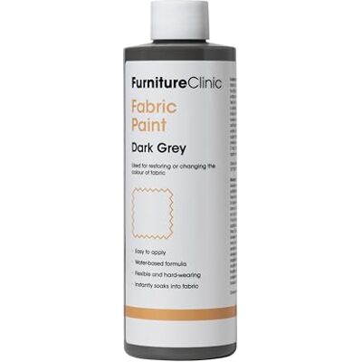 Furniture Clinic Pintura de tela, uso para restaurar o cambiar el color de tapicería, muebles suaves, interiores de automóviles, fácil de usar, funciona en todos los tejidos (gris oscuro, 250 ml) Furniture Clinic Pintura de tela, uso para restaurar o cambiar el color de tapicería, muebles suaves, interiores de automóviles, fácil de usar, funciona en todos los tejidos (gris oscuro, 250 ml)