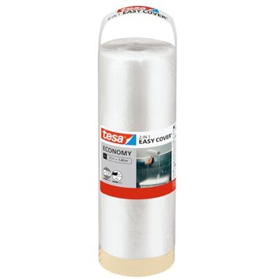tesa Easy Cover Film UNIVERSAL Cubierta Protectora 2 en 1 con Cinta Adhesiva para Enmascarar 33 m x 140 cm tesa Easy Cover Film UNIVERSAL Cubierta Protectora 2 en 1 con Cinta Adhesiva para Enmascarar 33 m x 140 cm