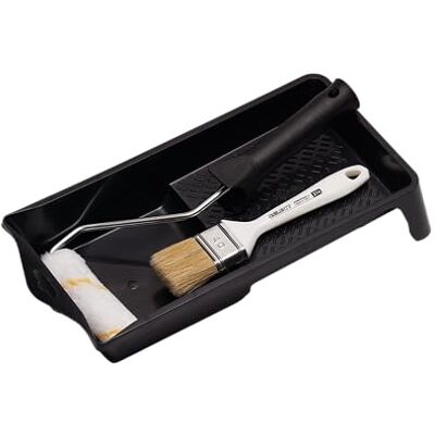 Boldrini Juego para pinturas al agua con mini rodillo completo con mango de 10 cm, bandeja y pincel de esmalte Boldrini Juego para pinturas al agua con mini rodillo completo con mango de 10 cm, bandeja y pincel de esmalte