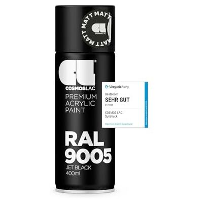 COSMOS LAC Spray Premium Acrylic Satinado Ral 400 Ml (RAL 9005 Negro intenso) COSMOS LAC Spray Premium Acrylic Satinado Ral 400 Ml (RAL 9005 Negro intenso)