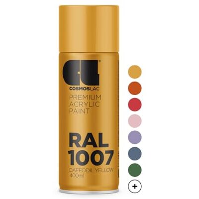 COSMOS LAC Spray Premium Acrylic Brillante Ral 400 Ml (RAL 1007 Amarillo narciso) COSMOS LAC Spray Premium Acrylic Brillante Ral 400 Ml (RAL 1007 Amarillo narciso)