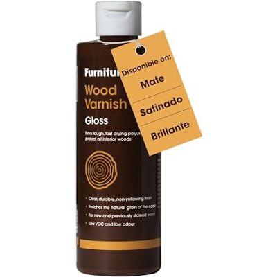 Furniture Clinic Barniz de madera interior extra resistente (250 ml, glosa) – Secado rápido, barniz de a base de agua para proteger todos los muebles de dura y blanda, puertas Furniture Clinic Barniz de madera interior extra resistente (250 ml, glosa) – Secado rápido, barniz de a base de agua para proteger todos los muebles de dura y blanda, puertas