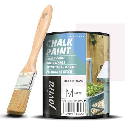 JOVIRA PINTURAS Pintura Tiza Chalk Paint al Agua Mate + Pincel especial para madera. Renueva tus muebles con creatividad. (750 Mililitros, Rosa Porcelana + Pincel) C-56-K JOVIRA PINTURAS Pintura Tiza Chalk Paint al Agua Mate + Pincel especial para madera. Renueva tus muebles con creatividad. (750 Mililitros, Rosa Porcelana + Pincel) C-56-K