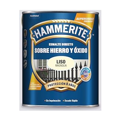 Hammerite Esmalte directo sobre hierro y óxido Liso Brillante Magnolia 5 L Hammerite Esmalte directo sobre hierro y óxido Liso Brillante Magnolia 5 L