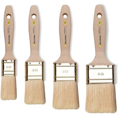 Boldrini Juego de 4 Pinceles para Pintura con Mango de Madera para Paredes, Paredes, Madera y Hierro. Kit 3-4-5-6 cm Made in Italy Boldrini Juego de 4 Pinceles para Pintura con Mango de Madera para Paredes, Paredes, Madera y Hierro. Kit 3-4-5-6 cm Made in Italy