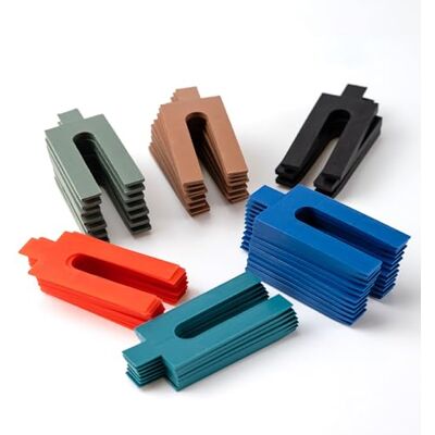 Relaxdays Separadores, Set de 144, plástico, 6 grosores, 1-6 mm, Bloques para Ventanas, plaquitas de Soporte, Colores. Relaxdays Separadores, Set de 144, plástico, 6 grosores, 1-6 mm, Bloques para Ventanas, plaquitas de Soporte, Colores.