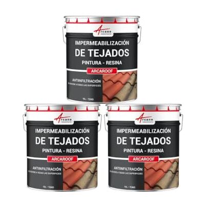 ARCANE INDUSTRIES Impermeabilización Tejado, Pintura Resina Impermeable 3 x 10 L Marrón Resina Impermeable Flexible, Tejados en Pendiente, Terrazas, Teja, Hormigón, Zinc, Madera, Resiste Uv ARCANE INDUSTRIES Impermeabilización Tejado, Pintura Resina Impermeable 3 x 10 L Marrón Resina Impermeable Flexible, Tejados en Pendiente, Terrazas, Teja, Hormigón, Zinc, Madera, Resiste Uv