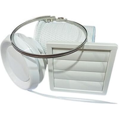 Airflow Flujo de aire av125kt-9041184 Inline Flexible de ventilación Kit, Color blanco, Set de 4 piezas Airflow Flujo de aire av125kt-9041184 Inline Flexible de ventilación Kit, Color blanco, Set de 4 piezas
