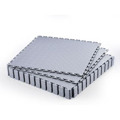 VEVOR Suelo de PVC Antideslizante para Garaje, Paquete de 16 Unidades de 513 x 513 x 5 mm, Instalación por Clic, con Patrón de Diamante para Taller, Almacén, Cuarto de Herramientas, Gris Claro VEVOR Suelo de PVC Antideslizante para Garaje, Paquete de 16 Unidades de 513 x 513 x 5 mm, Instalación por Clic, con Patrón de Diamante para Taller, Almacén, Cuarto de Herramientas, Gris Claro
