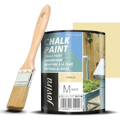 JOVIRA PINTURAS Pintura Tiza Chalk Paint al Agua Mate + Pincel especial para madera. Renueva tus muebles con creatividad. (750 Mililitros, Vainilla + Pincel) C-59-K JOVIRA PINTURAS Pintura Tiza Chalk Paint al Agua Mate + Pincel especial para madera. Renueva tus muebles con creatividad. (750 Mililitros, Vainilla + Pincel) C-59-K