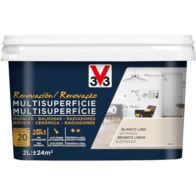 V33 Esmalte Renovación Multisuperficie Blanco Lino Satinado 2L V33 Esmalte Renovación Multisuperficie Blanco Lino Satinado 2L