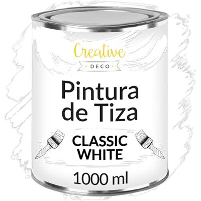 Creative 1L Blanca Pintura a la Tiza para Muebles sin Lijar Chalk Paint Pintura Madera Mate y Lavable Renovación, Decoración, Manualidades Posible Efecto de Barrido y Gradiente Creative 1L Blanca Pintura a la Tiza para Muebles sin Lijar Chalk Paint Pintura Madera Mate y Lavable Renovación, Decoración, Manualidades Posible Efecto de Barrido y Gradiente