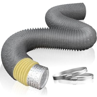 Hon&Guan ø 100mm x 2,5m Aislamiento Manguera de Ventilación de Aluminio, Flexible di Aluminio PVC Tubo para Ventilador de Baño, Tubo Aire Acondicionado Portatil, Secadora, Garaje, Campana Cocina, Gris Hon&Guan ø 100mm x 2,5m Aislamiento Manguera de Ventilación de Aluminio, Flexible di Aluminio PVC Tubo para Ventilador de Baño, Tubo Aire Acondicionado Portatil, Secadora, Garaje, Campana Cocina, Gris