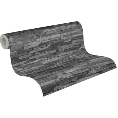 A.S. Création Papel pintado no tejido Papel de pared con efecto de piedra en gris y negro Papel pintado para varias habitaciones Papel pintado de pared en 10,05 m x 0,53 m A.S. Création Papel pintado no tejido Papel de pared con efecto de piedra en gris y negro Papel pintado para varias habitaciones Papel pintado de pared en 10,05 m x 0,53 m