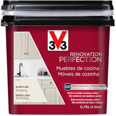 V33 Esmalte Renovation Perfection Cocina Blanco Lino Satinado 0,75L V33 Esmalte Renovation Perfection Cocina Blanco Lino Satinado 0,75L