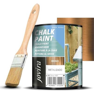 JOVIRA PINTURAS Pintura Tiza Chalk Paint al Agua Mate + Pincel especial para madera. Renueva tus muebles con creatividad. (750 Mililitros, Bronce + Pincel) B-23-K JOVIRA PINTURAS Pintura Tiza Chalk Paint al Agua Mate + Pincel especial para madera. Renueva tus muebles con creatividad. (750 Mililitros, Bronce + Pincel) B-23-K