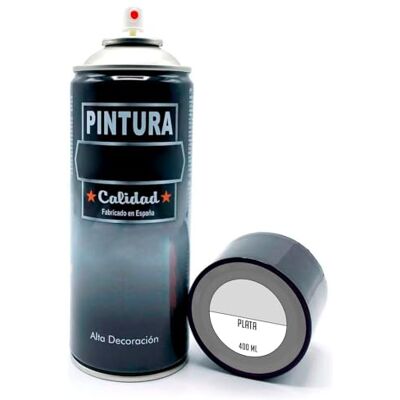 AC Bote de Pintura en Spray Fabricado en España Ideal para cualquier superficie, Madera, Metal, Cartón, Piedra o Cerámica Capidad de 400 ML Color Plata AC Bote de Pintura en Spray Fabricado en España Ideal para cualquier superficie, Madera, Metal, Cartón, Piedra o Cerámica Capidad de 400 ML Color Plata