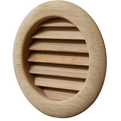 La Ventilazione Rejilla de ventilación redonda de madera de roble para empotrar, diámetro 110 mm La Ventilazione Rejilla de ventilación redonda de madera de roble para empotrar, diámetro 110 mm