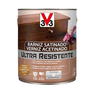 V33 Barniz ultra resistente satinado roble claro 2,5l V33 Barniz ultra resistente satinado roble claro 2,5l