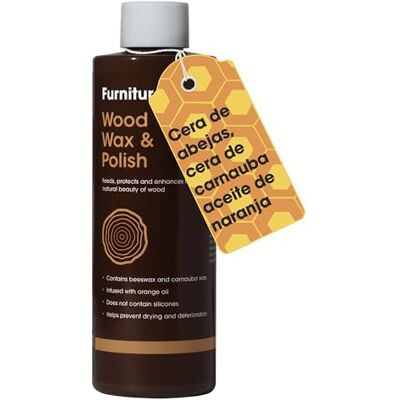 Furniture Clinic Cera para madera y abrillantador de madera (500 ml) – Abrillantador con aroma a naranja, ideal acabada o sin acabar, pulido de muebles totalmente natural Furniture Clinic Cera para madera y abrillantador de madera (500 ml) – Abrillantador con aroma a naranja, ideal acabada o sin acabar, pulido de muebles totalmente natural