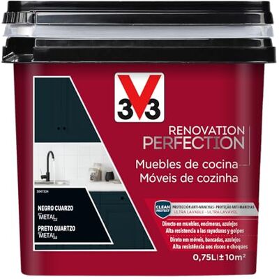 V33 Esmalte Renovation Perfection Cocina Negro Cuarzo Satinado 0,75L V33 Esmalte Renovation Perfection Cocina Negro Cuarzo Satinado 0,75L
