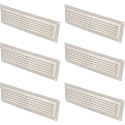 Amig Pack de 6 Rejillas Rectangulares de Plástico con Mosquitera Rejillas de ventilación para salida de aire Ideal para techo de cocina y baño Medidas: 260 x 0 mm Color: Blanco Amig Pack de 6 Rejillas Rectangulares de Plástico con Mosquitera Rejillas de ventilación para salida de aire Ideal para techo de cocina y baño Medidas: 260 x 0 mm Color: Blanco