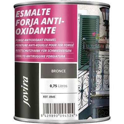JOVIRA PINTURAS Esmalte Forja Antioxidante al Disolvente. Protección y decoración sobre hierro. (750 Mililitros, Bronce) JOVIRA PINTURAS Esmalte Forja Antioxidante al Disolvente. Protección y decoración sobre hierro. (750 Mililitros, Bronce)
