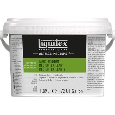 Liquitex Professional Medio brillante y barniz para pinturas acrílicas, aumenta el brillo y mejora la película de color y la profundidad del color botella de 1,89, transparente Liquitex Professional Medio brillante y barniz para pinturas acrílicas, aumenta el brillo y mejora la película de color y la profundidad del color botella de 1,89, transparente