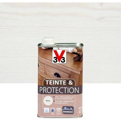 V33 Tinte y protección muebles y carpintería, Blanco 0,5L V33 Tinte y protección muebles y carpintería, Blanco 0,5L
