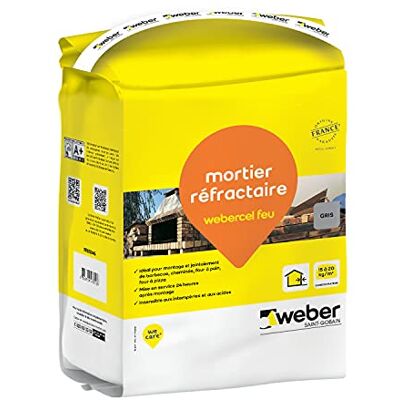 Weber Mortero refractario para montaje y montaje de ladrillos refractarios, 5kg, CEL FEU, Weber Mortero refractario para montaje y montaje de ladrillos refractarios, 5kg, CEL FEU,