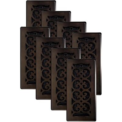 Decor Grates Registro de suelo de desplazamiento, acabado de bronce frotado, paquete de 8 Decor Grates Registro de suelo de desplazamiento, acabado de bronce frotado, paquete de 8