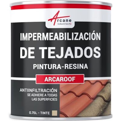 ARCANE INDUSTRIES Impermeabilización Tejado, Pintura Resina Impermeable 0,75 L Paja Resina Impermeable Flexible, Tejados en Pendiente, Terrazas, Teja, Hormigón, Zinc, Madera, Resiste Uv ARCANE INDUSTRIES Impermeabilización Tejado, Pintura Resina Impermeable 0,75 L Paja Resina Impermeable Flexible, Tejados en Pendiente, Terrazas, Teja, Hormigón, Zinc, Madera, Resiste Uv
