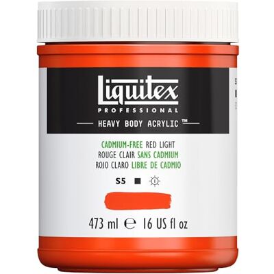 Liquitex Color acrílico Heavy Body, rojo sin cadmium claro, 473 ML Liquitex Color acrílico Heavy Body, rojo sin cadmium claro, 473 ML