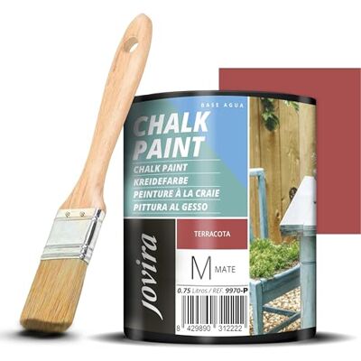 JOVIRA PINTURAS Pintura Tiza Chalk Paint al Agua Mate + Pincel especial para madera. Renueva tus muebles con creatividad. (750 Mililitros, Terracota + Pincel) C-58-K JOVIRA PINTURAS Pintura Tiza Chalk Paint al Agua Mate + Pincel especial para madera. Renueva tus muebles con creatividad. (750 Mililitros, Terracota + Pincel) C-58-K