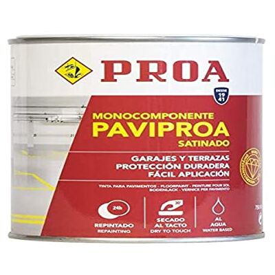 PROA Pintura monocomponente para suelos y garajes al agua. Gris medio RAL 7042. 750 ML. Exterior-interior. PAVI. PROA Pintura monocomponente para suelos y garajes al agua. Gris medio RAL 7042. 750 ML. Exterior-interior. PAVI.