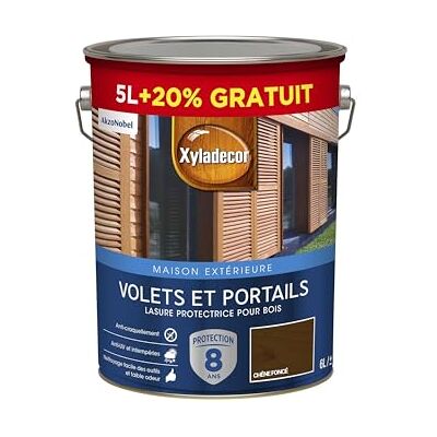 Xyladecor Lasure protector para madera exterior de acrílico persianas, puertas, puertas, ventanas Color: satén roble oscuro Cantidad: 5 L + 20% gratis Xyladecor Lasure protector para madera exterior de acrílico persianas, puertas, puertas, ventanas Color: satén roble oscuro Cantidad: 5 L + 20% gratis