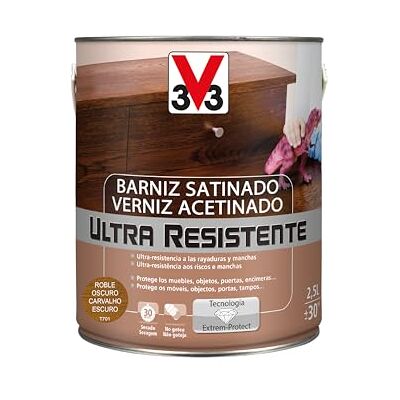 V33 Barniz ultra resistente satinado roble oscuro 2,5l V33 Barniz ultra resistente satinado roble oscuro 2,5l