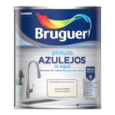 Bruguer Esmalte Azulejos al Agua Satinado Blanco Piedra 750ml Bruguer Esmalte Azulejos al Agua Satinado Blanco Piedra 750ml