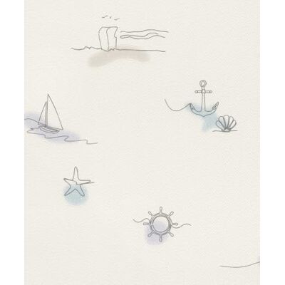 Rasch Papel pintado no tejido con diseño de ancla, estrella de mar, velero y timón Papel pintado con textura azul para un ambiente marítimo Fácil de empapelar y pintar 10,05 m x 0,53 m Rasch Papel pintado no tejido con diseño de ancla, estrella de mar, velero y timón Papel pintado con textura azul para un ambiente marítimo Fácil de empapelar y pintar 10,05 m x 0,53 m