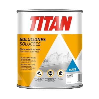 Titan Soluciones Pintura ANTIHUMEDAD Blanco Mate 1L Titan Soluciones Pintura ANTIHUMEDAD Blanco Mate 1L